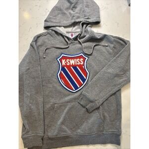 VTG K-Swiss‎ Hoodie Raised Logo Emblem Gray Women's SZ SM